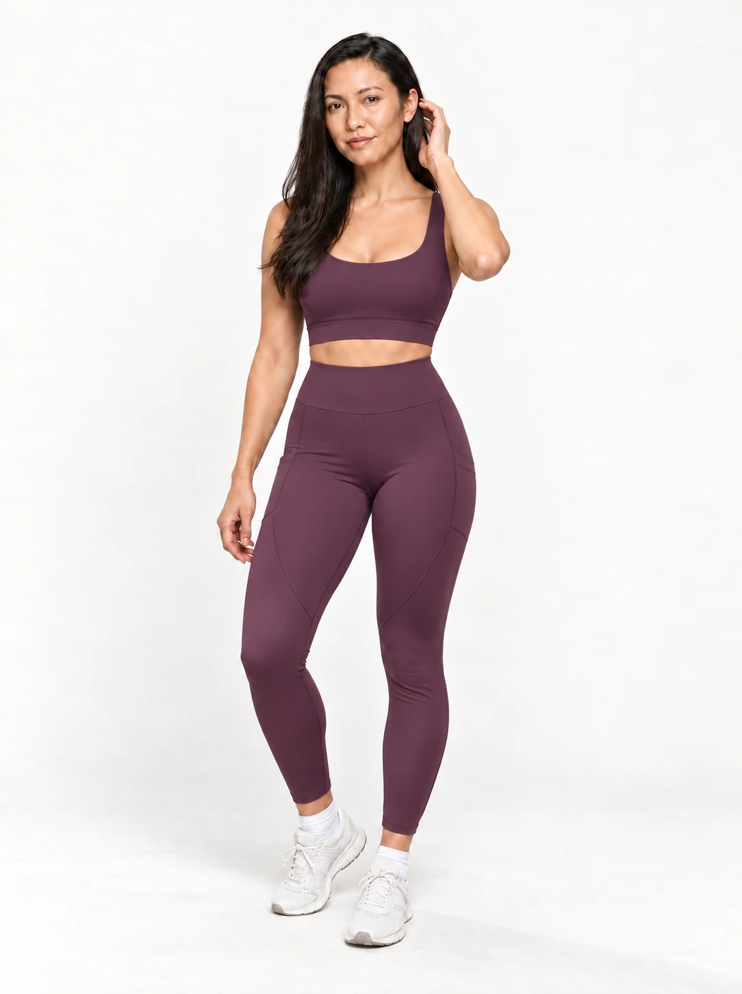 Imagem ilustrativa — Conjunto Trikonasana BRAVA na cor Roxo, vista de frente, pose individual revisada.